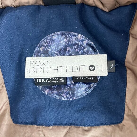 Roxy Bright Edition Womens X-Tra Long Fit XL Hooded Jacket Taupe Waterproof c222 - Picture 4 of 8